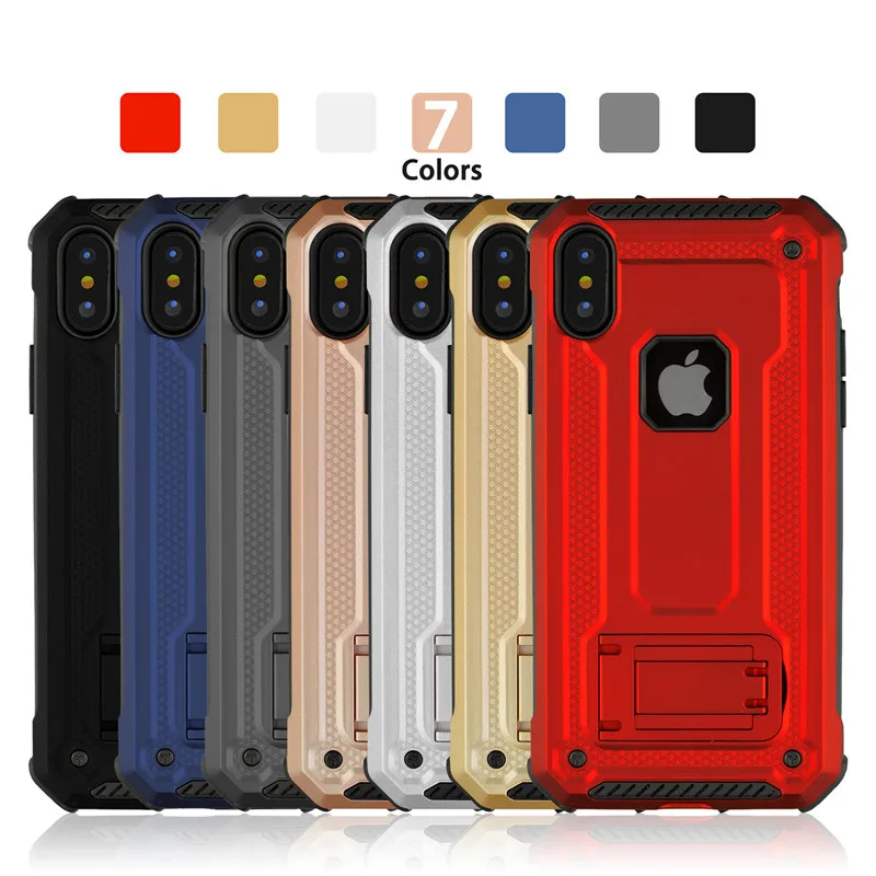 Гибридный двухслойный жесткий чехол из ТПУ и ПК с подставкой для iPhone XS Max XR X 7 8 Plus 6