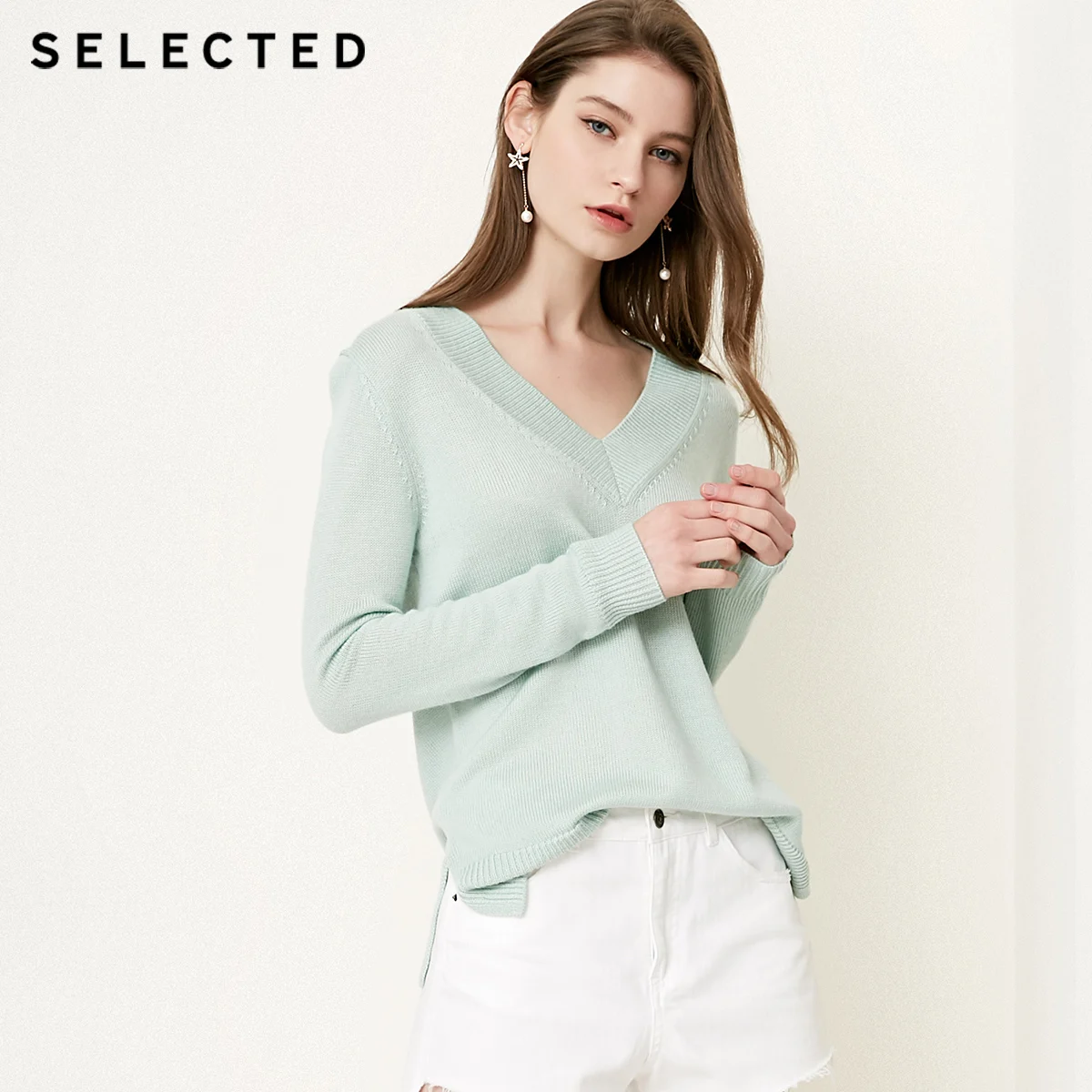 

SELECTED Women's Wool-blend V Neckline Pure Color Pullover S|418324508
