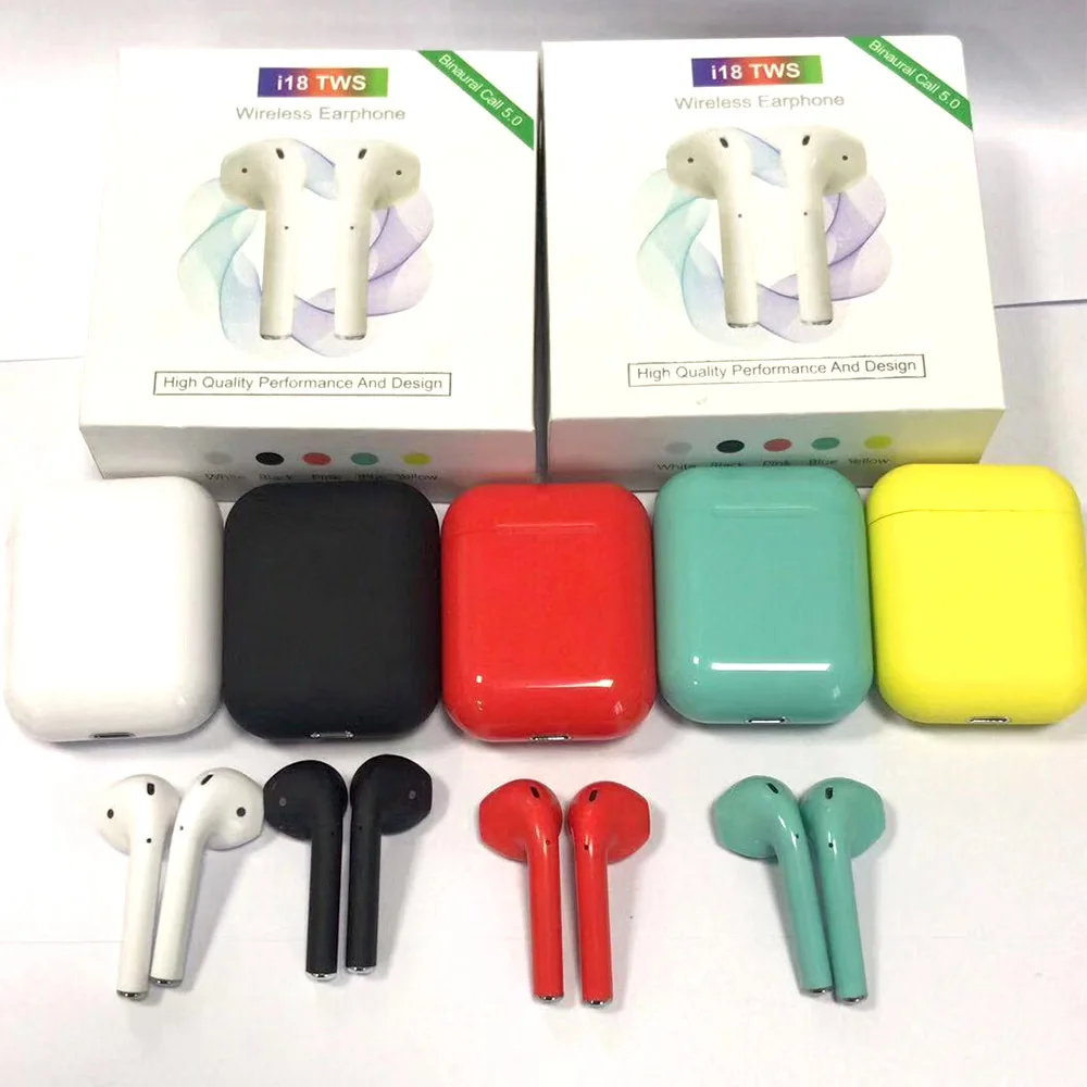 

i18 TWS Bluetooth 5.0 Earphones Earbuds Wireless Headsets 3D Sound Touch Control for iphone Xiaomi Huawei PK i10 i12 i13