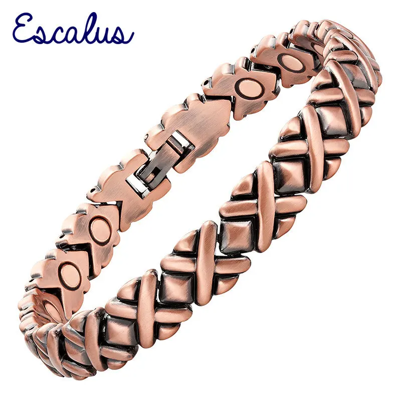

Escalus Men's Gift Jewelry Copper Plating Magnetic Bio Magnetic Bracelet For Men Cross Pattern Healing Bangle Wristband Charm
