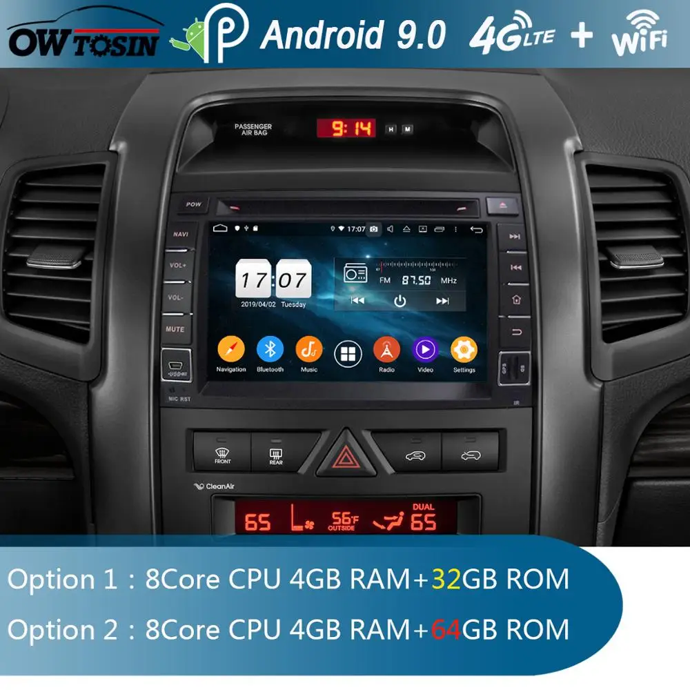 " ips 8 ядерный 4 Гб ram+ 64 Гб rom Android 9,0 автомобильный dvd-плеер для Kia Sorento 2012 2013 DSP радио gps Parrot BT Adas Multimedi