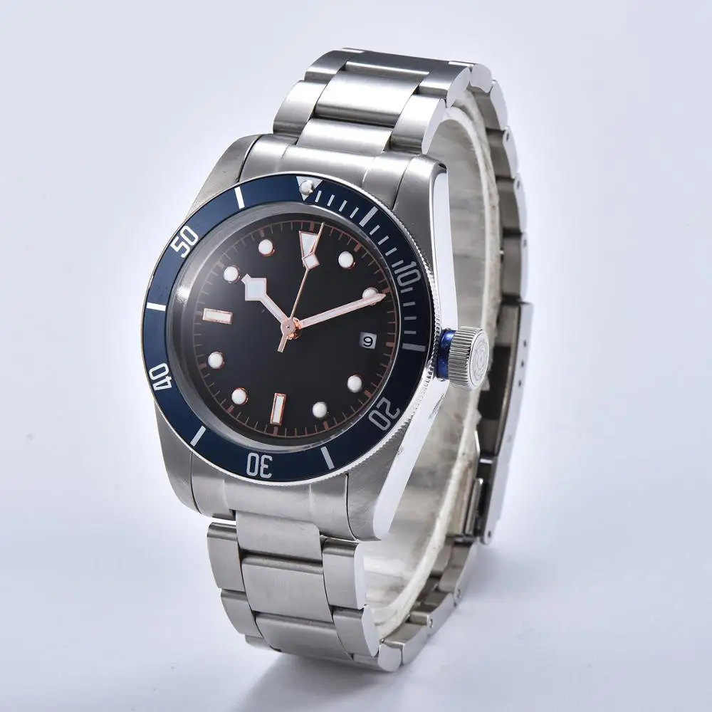 watch automatic movement luxury 41mm diving military black dial rotating bezel luminous mark date windowmen D18