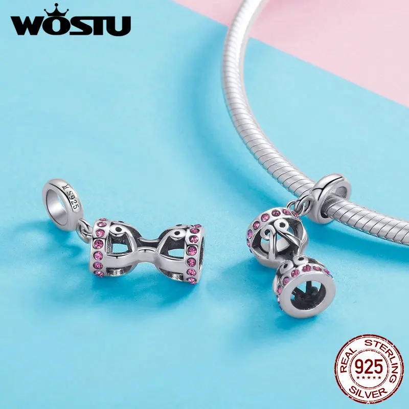 WOSTU оптовая продажа подлинный 925 стерлингового серебра песочные часы Подвески