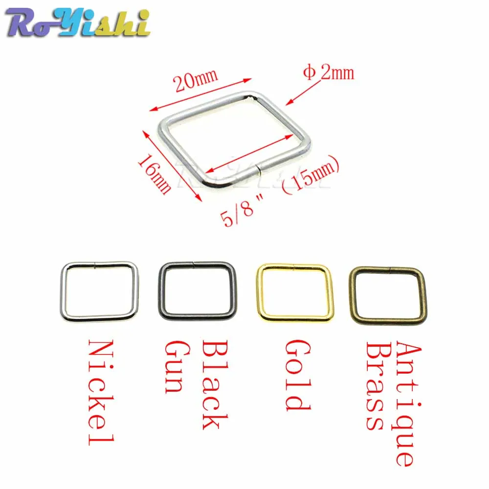 10pcs/pack Metal Wire Formed Rectangle Ring Loops for Webbing 10 12 15 20 25 32 38mm