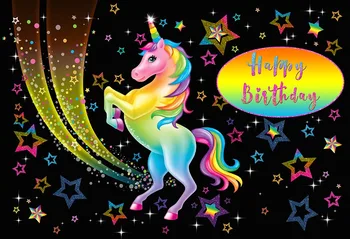 

Unicorn Happy Birthday Party Photography Background Star Baby Shower Backdrop Photo Studio Thin Vinyl fond studio photographie
