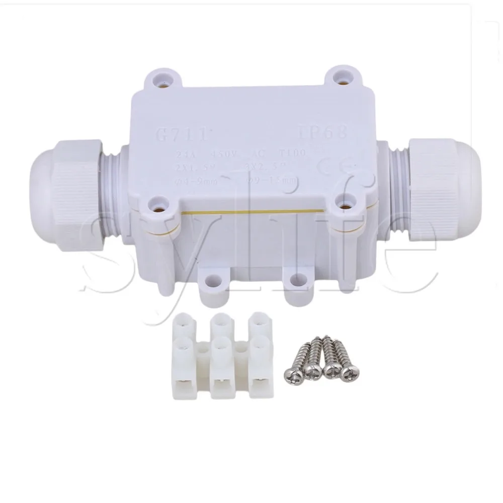 

White Mini 2 Way Cable Wire Connectors Junction Box IP68 Waterproof