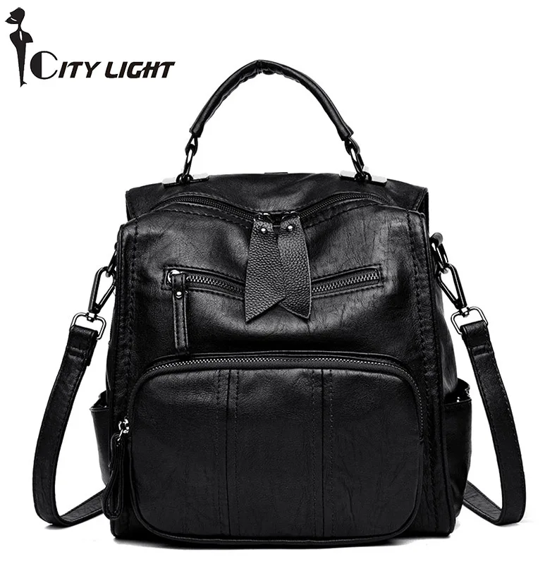 

Multifunction Locomotive Backpack Leisure Women Backpack New Leather Backpacks School Shoulder Bags for Teenage Girls Travel bag