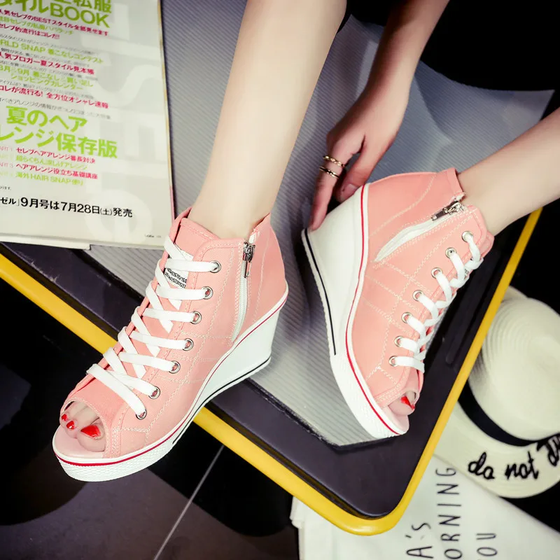 open toe canvas shoes