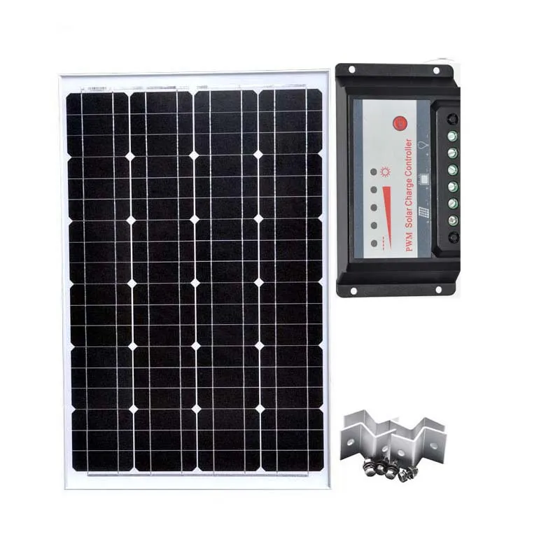 Комплект солнечных батарей для дома солнечная панель 60 Вт 12 В монокристаллическая солнечная батарея зарядное устройство Солнечный ШИМ контроллер 12 В/24 В 30A Z Кронштейн караван лагерь