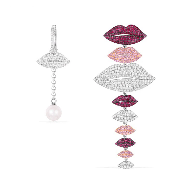 

YAO CHEN Style Cute Romantic Lovely 925 Silver Lips Shape Sexy Stud Earrings Fresh Water Pearl AB Style Luxury for Women Party