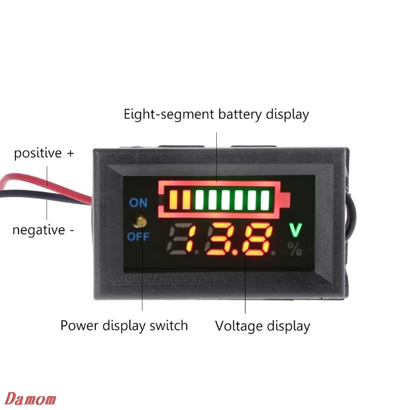 12 В автомобильный свинцово-кислотный аккумулятор Емкость Вольтметр с индикатором мощность тестер с переключателем