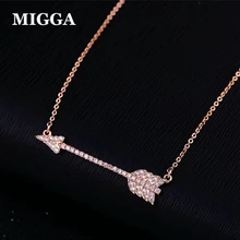 MIGGA элегантный кулон-Стрела циркониевое ожерелье кубической формы розовое золото цвет женские цепи ювелирные изделия
