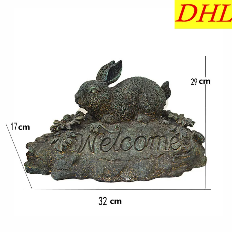 

Retro Nostalgia Cute Animals Rabbit Statue American Country Stone Fun Home Decorations Collectible Colophony Crafts L2110