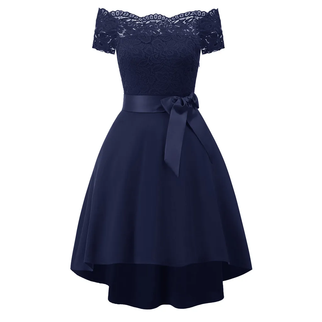 

FREE OSTRICH Women Formal Long Lace Chiffon Dress girl Prom Evening Party Women Dress Evening lady fashion Solid Belted Dresses
