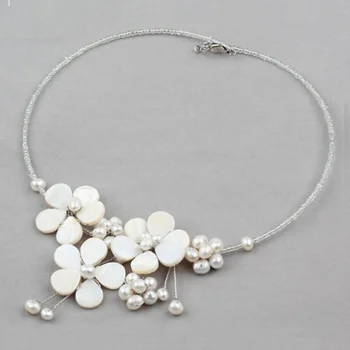 

French Luxury Design Evening Dress stylish Casual White Statement Flower Necklace