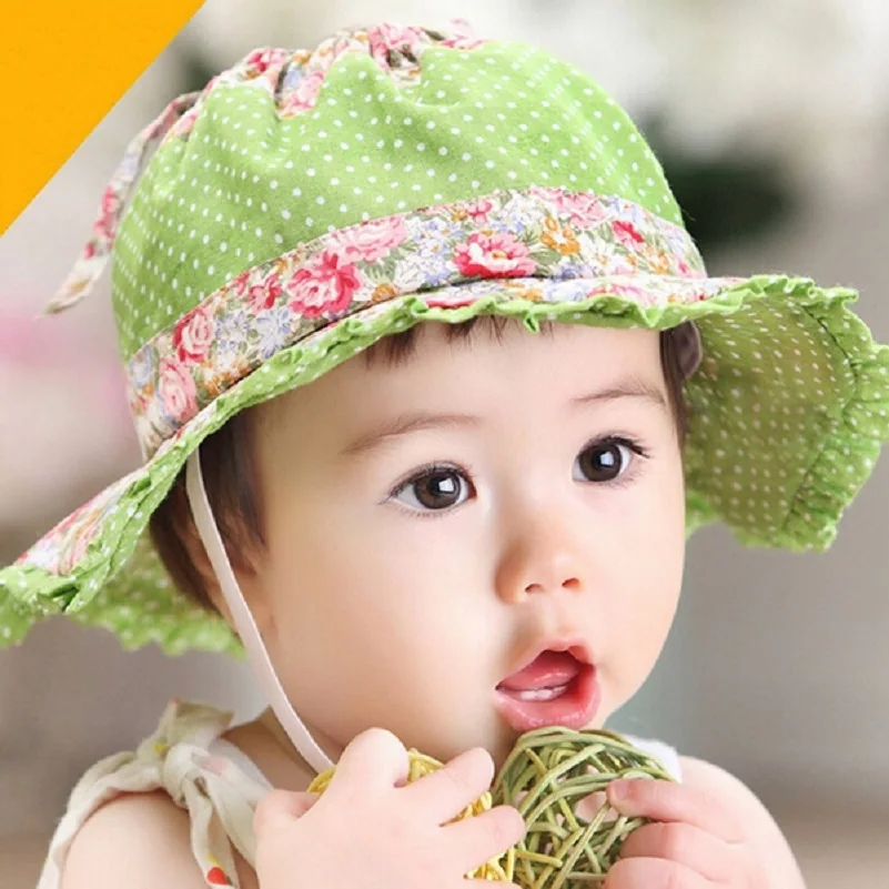 Moeble Summer style pretty baby girl bucket hat Wide brim princess sun