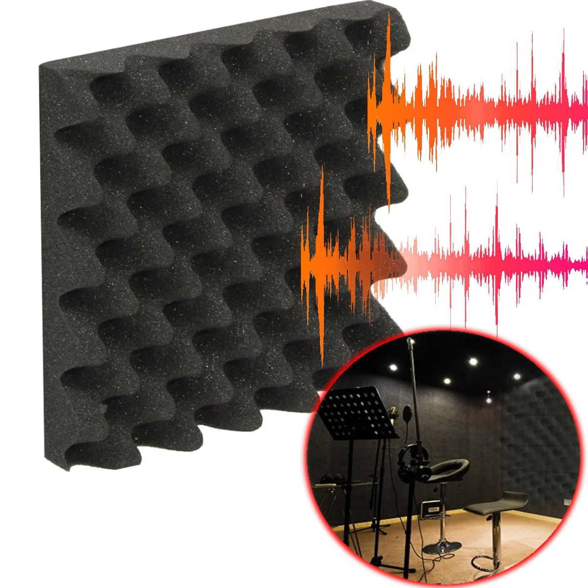 6 шт 25X25X5 см Студия Акустическая Клин студия пена звукоизоляция губка поглощение лечение панель плитка