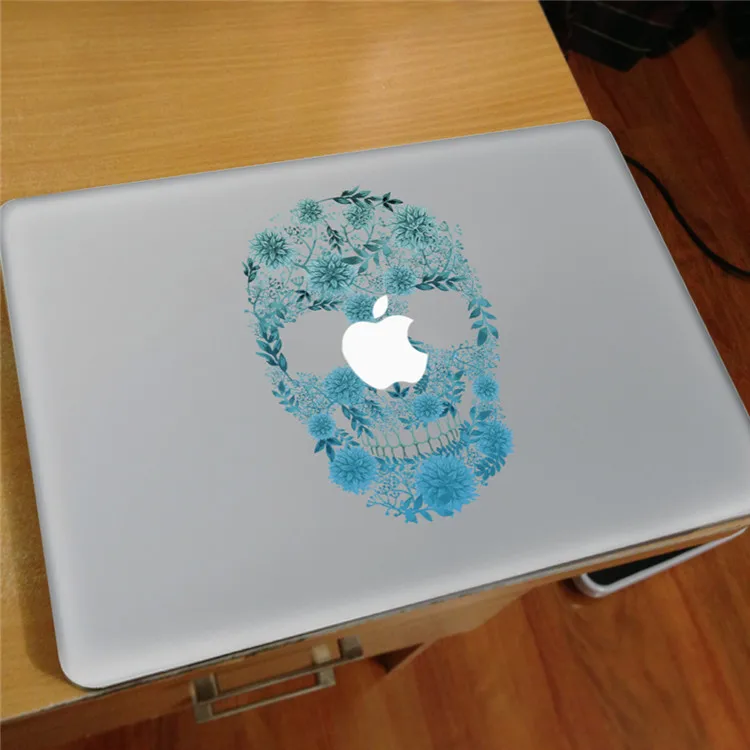 Синий акварельный цветок череп виниловая наклейка Блокнот Наклейка на ноутбук наклейка для DIY Macbook Pro Air 11 13 15 дюймов Кожа ноутбука