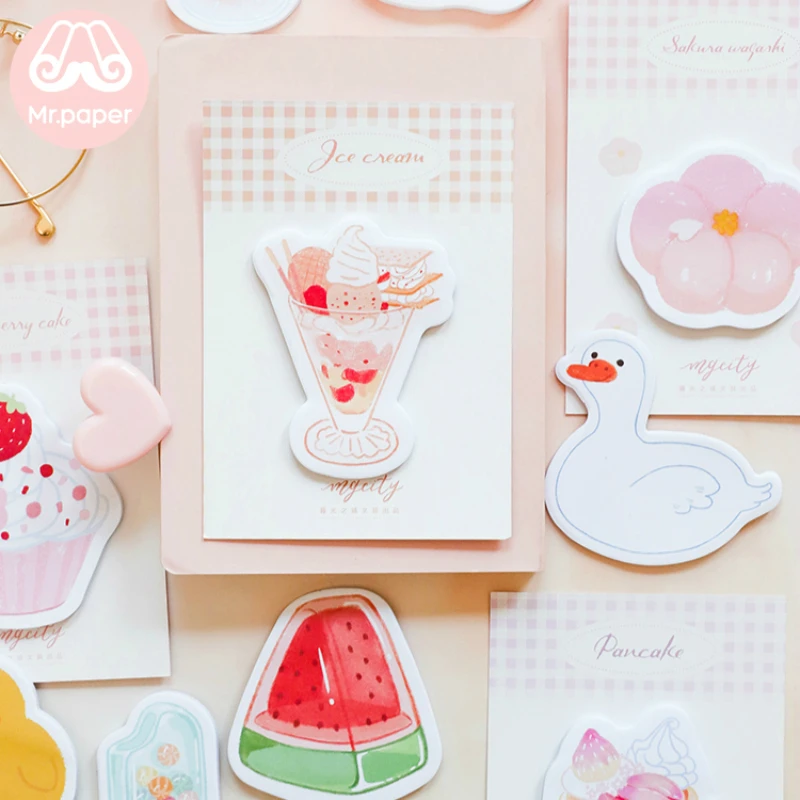 

Mr Paper 30pcs/lot 10 Designs Summer Ice Cream Memo Pad Sticky Notes Notepad Diary Creative Stationery Self-Stick Note Memo Pads