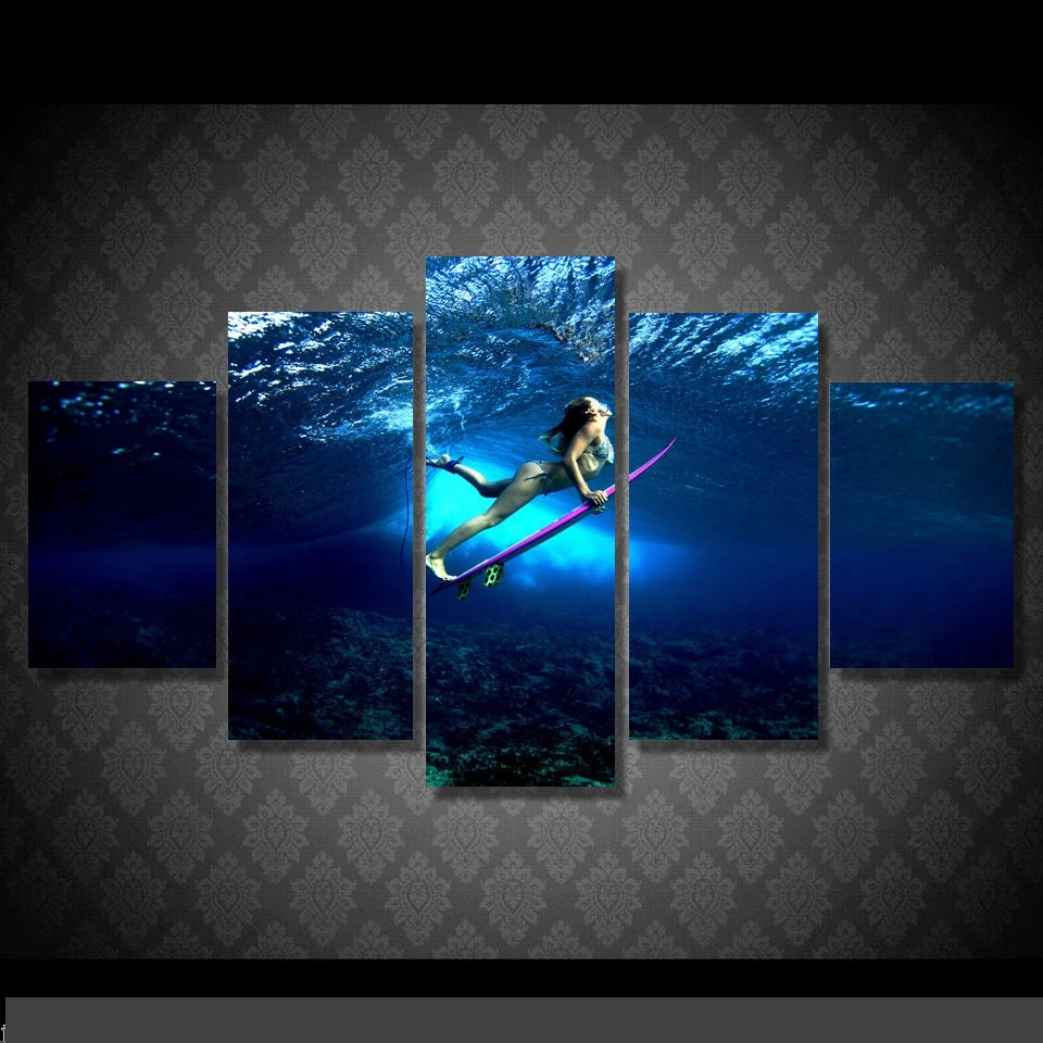 

Artistic originality Indoor Decor 20x35cmx2,20x45cmx2,20x55cm Surf beach canvas print canvas in 5 pieces