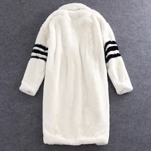 Осенне-зимнее белое пальто из кроличьего меха средней длины бейсбольная форма пальто женское пальто из искусственного меха