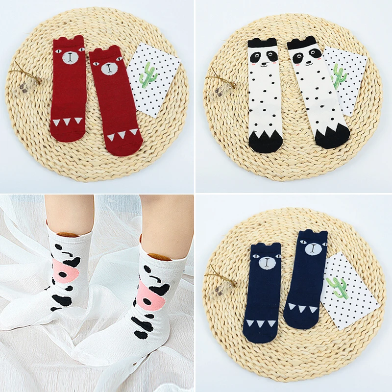 

Newborn Baby Boy Girl Cartoon Cotton Socks Infant Toddler Soft Sock Knee Socks Cute Kids Bear Panda Cow