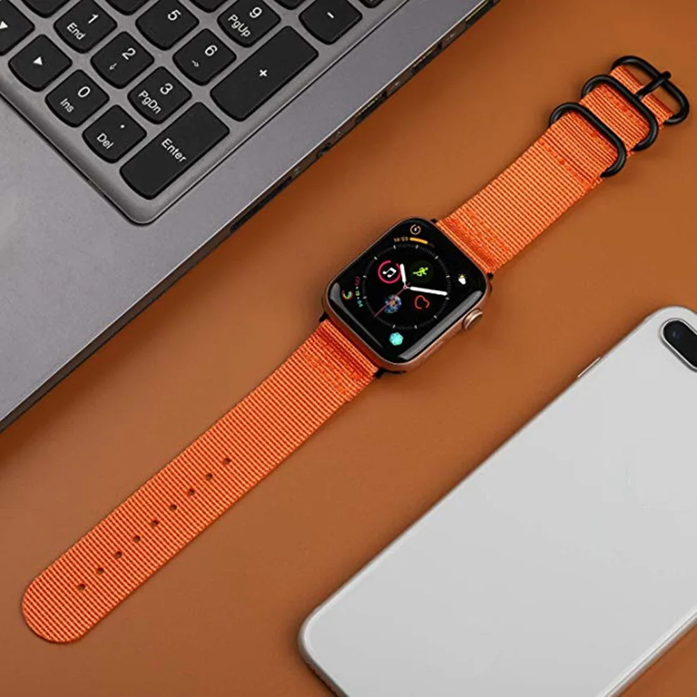 Лидер продаж нейлоновый ремешок для наручных часов для Apple Watch Series 4 5 42 мм 44 мм мягкий спортивный кожаный браслет 38 мм 40 мм, ремешок для наручных часов iwatch 1/2/3