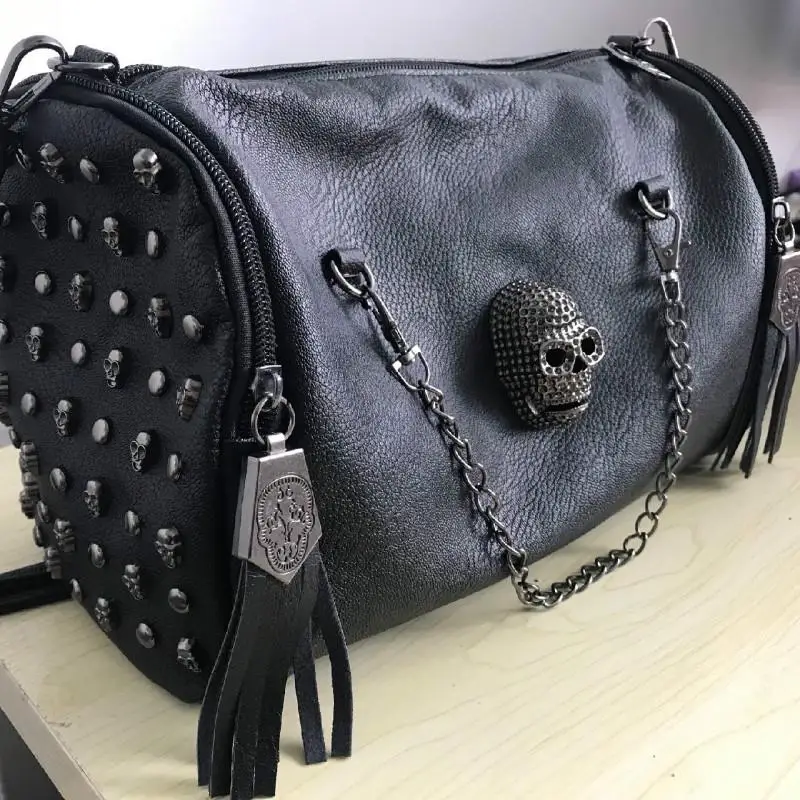 Women Large Tote Top Handle Shoulder Bags Skull Satchel Handbag