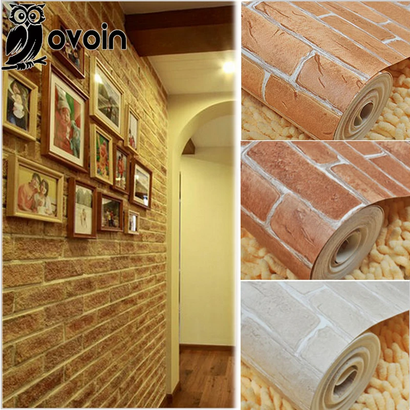 Best Prices Thick Heavy Vinyl Wall Paper Rustic Pattern Faux Textured Brick Wall Effect Wallpaper for Bedroom & Living room Red Brown Beige 