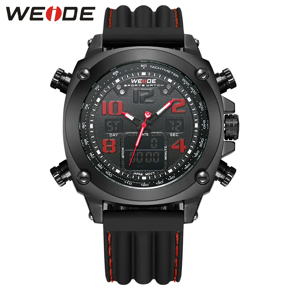 

Luxury Brand WEIDE Fashion Sports Watch Men Digital Quartz Watch LED Functional Man Military Wristwatch Rubber Band Montre Homme