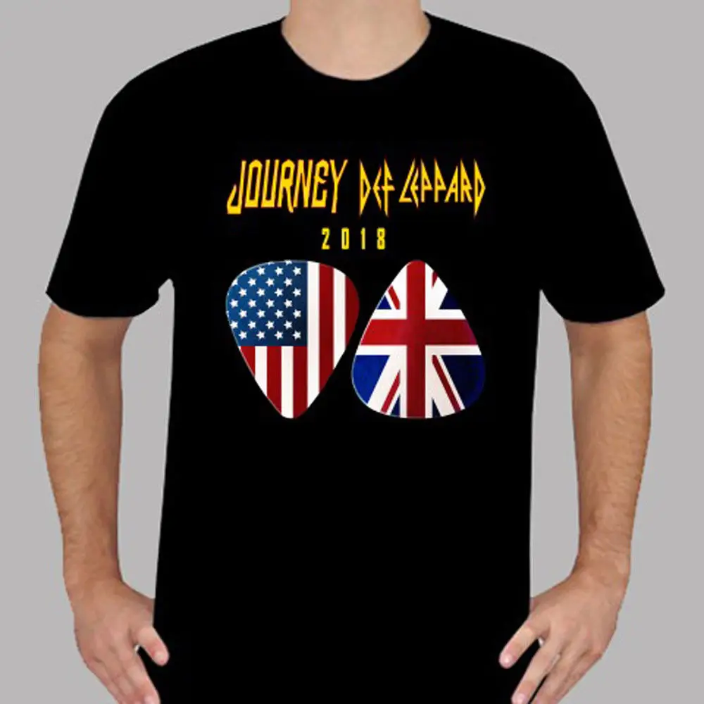 Journey Def Leppard Tour 2018 Rock Band Legend Men's Black T Shirt Size
