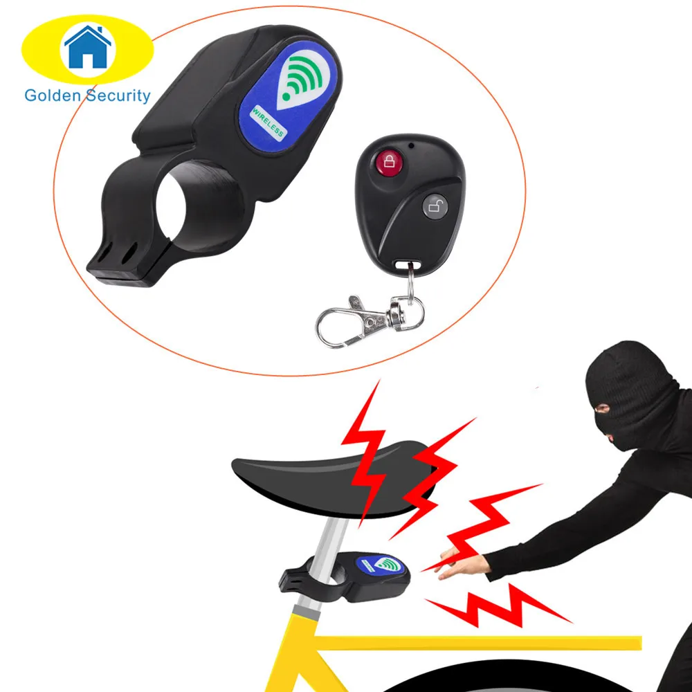 Bicycle Burglar Alarm Siren Wireless Remote Control Device Shock