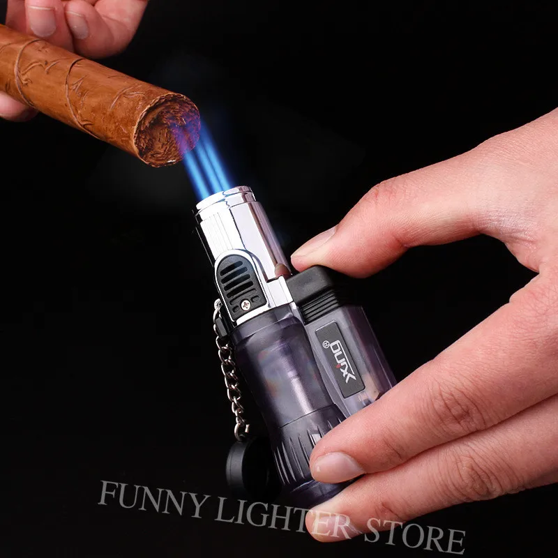 

Triple Flame Cigar Torch Lighter Refillable Butane Gas Lighter Windproof Gasoline Jet Lighter Spray Gun Metal Cigarette Lighter