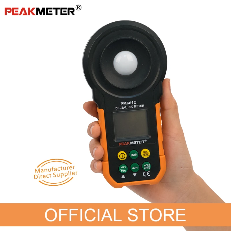 Goedkoop Officiële PEAKMETER PM6612 Digitale Analoge Bar Light Lux Meter 200000 lux Handheld Licht Meter voor Licht Meten