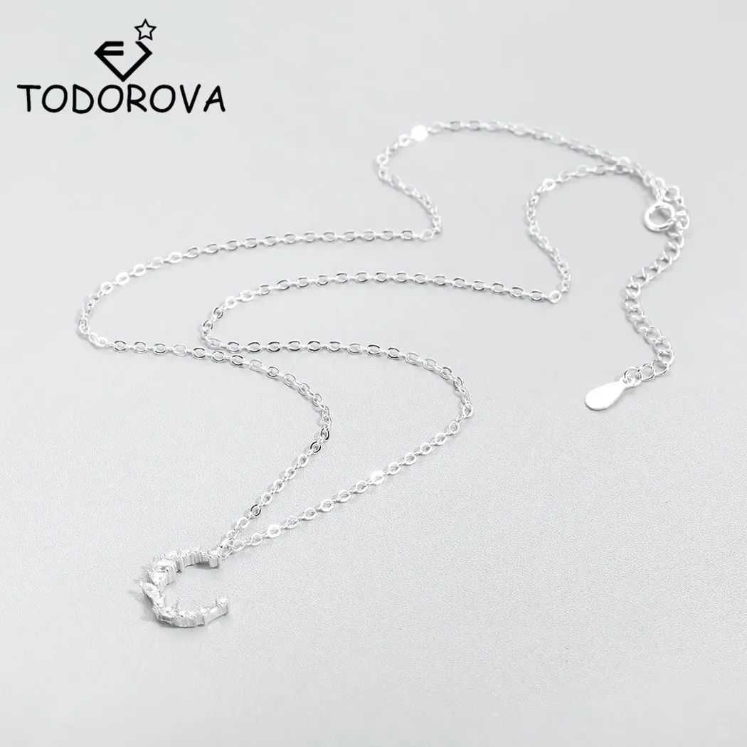 

Todorova Trendy Charms Cute Chic Ladies Stone Moon Pendant Necklace Women White Cubic Zirconia Crystal Necklaces Silver Jewelry