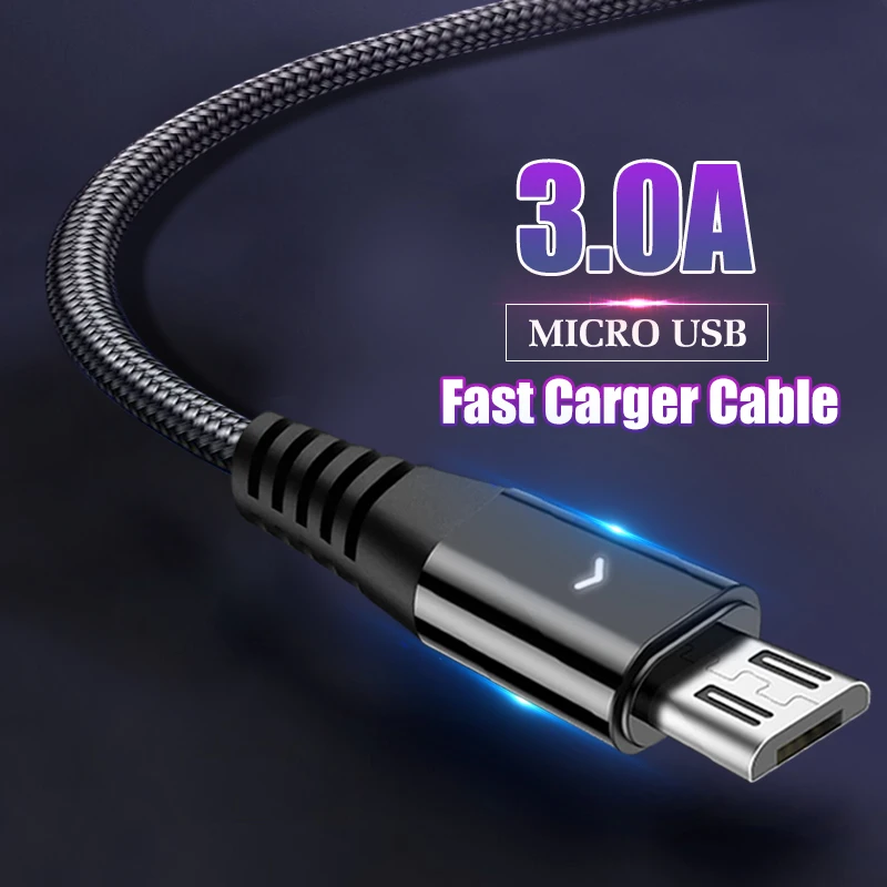 

3.0A Fast Charging Micro USB Cable For Huawei Xiaomi Samsung Android Mobile Phone Charger Cable Micro USB Wire Chargers Cord