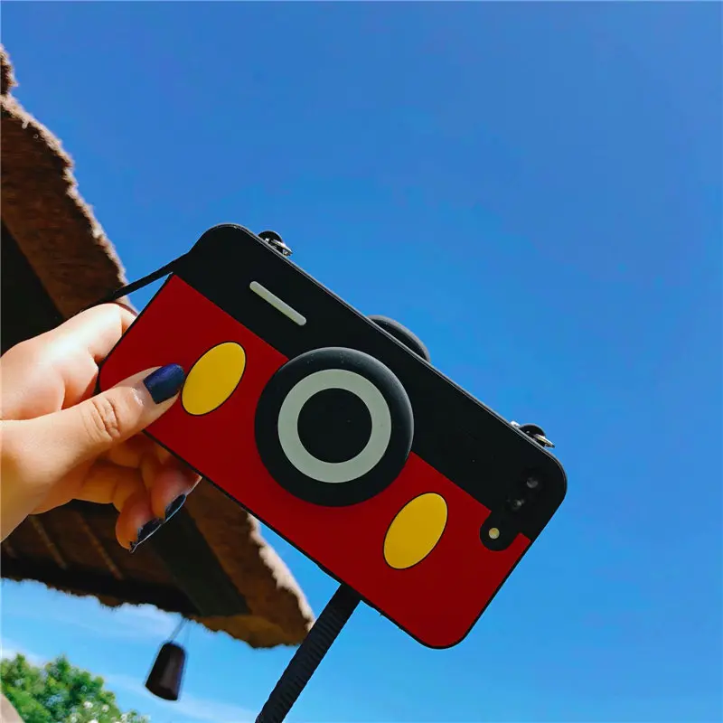 

OliveMoon 3D Camera Phone Case For iPhone X 6 7 8 Plus Cover Soft Silicone Phone Back Cover For iPhone 6S 7 8 Capa Fundas
