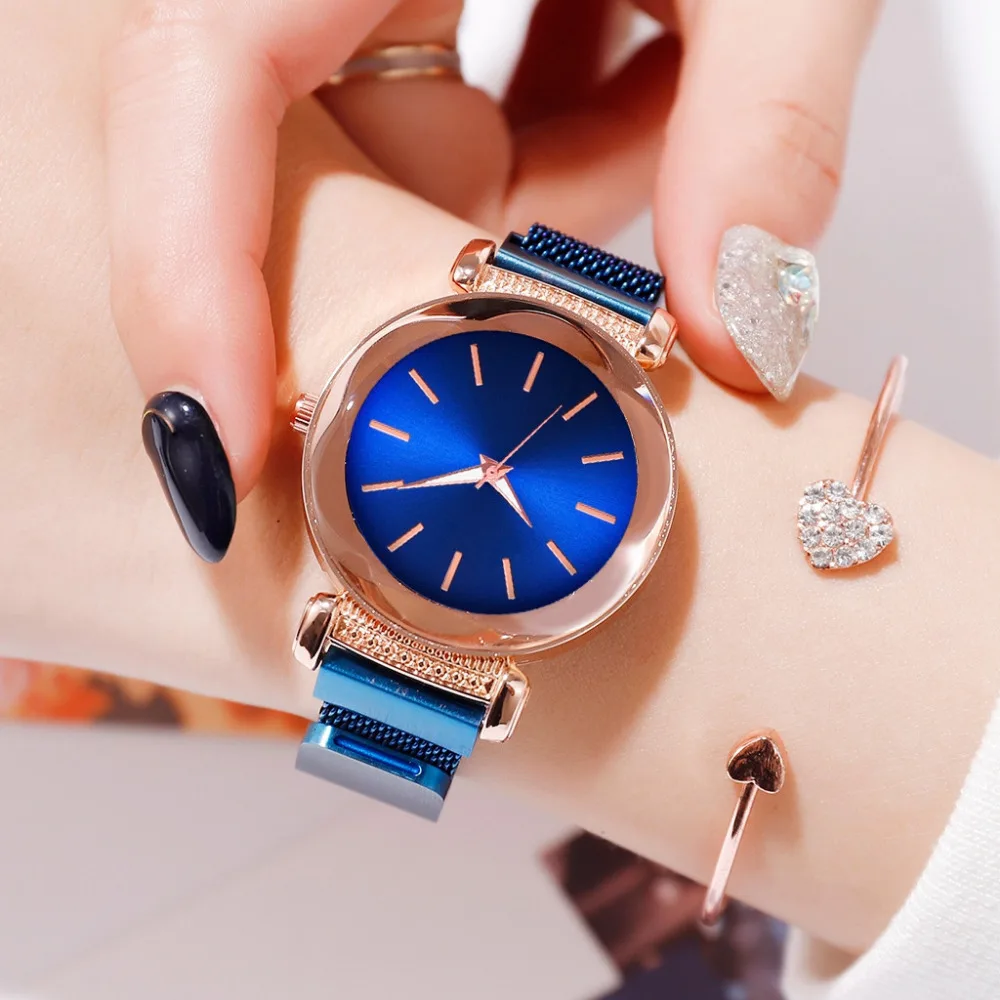 

Fashion Simple Dial Mesh Alloy Belt Quartz Watch Magnetic Buckle Ladies Watch Reloj hombre Analog Bracelet Women's Watches B30