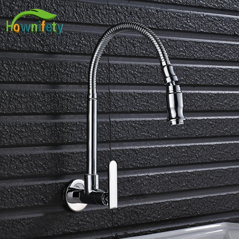 Chrome Brass Single Handle Hole Wall Mounted Cold Water Kitchen Faucet Bath Tap Only Cold Water