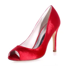 Elegante satin glänzend high heel stiletto concise peep oepn kappe dame heels slip auf kleid schuhe für party hochzeit prom cocktail red