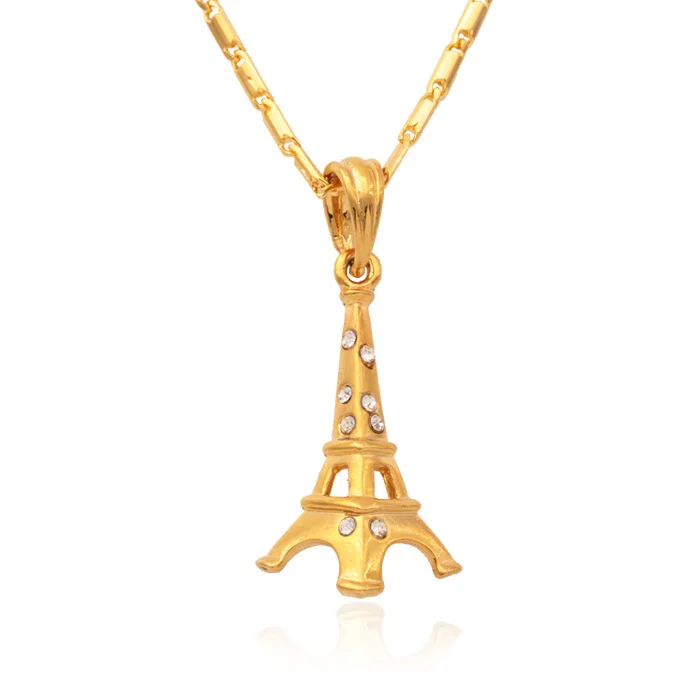 New Vintage Big Classical Eiffel Tower Pendants Gold Color Choker