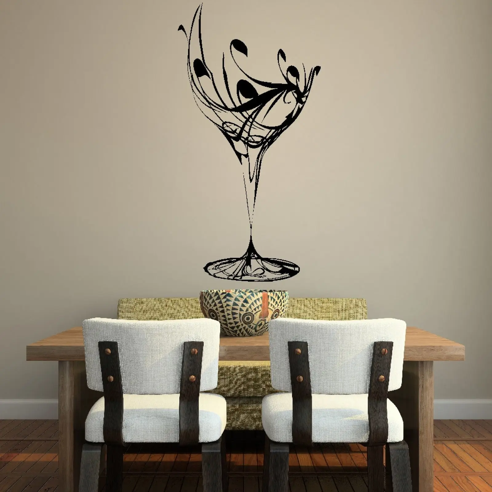 Элегантный винный бокал Наклейка на стену для кухни виниловые Термоаппликации для кухни на стену плакат