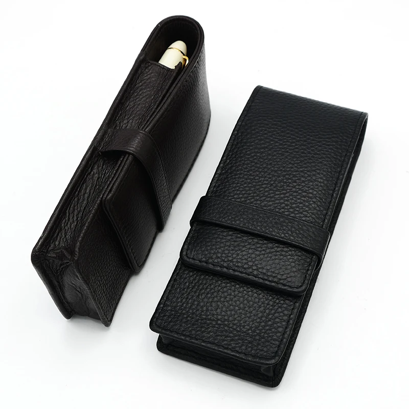 Pen Bag Pen Storage Pencil Bag Wancher Genuine Leather Fountain Pen Case Cowhide 3 Pens Holder Pouch Sleeve