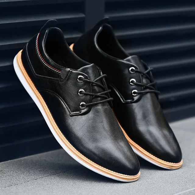 

New Summer Men Shoes Breathable Casual Shoes Fashion Lace Up Leather Men Flat Shoes Formal Business Shoes Oxfords Male EY07-43