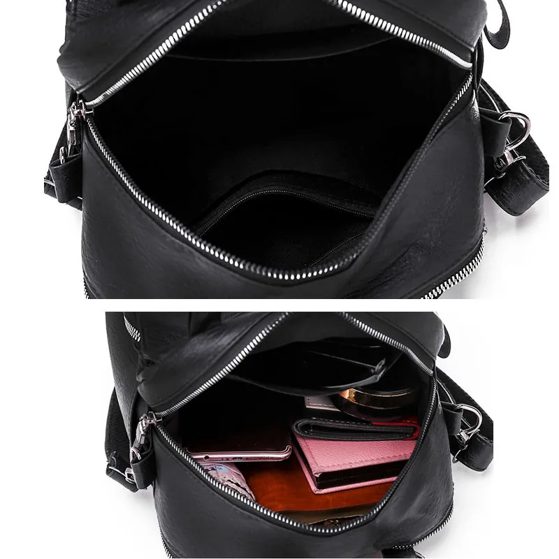 Mochila De cuero marrón mujer marca de cremallera Casual Mochila chicas adolescentes de la escuela Mochila saco un dos Mochila XA213H