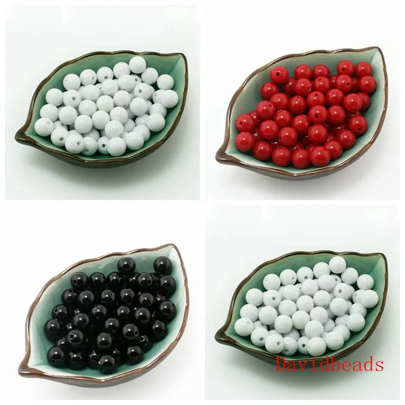 

Red Whie Black 10MM 100pcs Big Chunky Gumball Bubblegum Acrylic Solid Beads ,Colorful Chunky Beads for Necklace Jewelry
