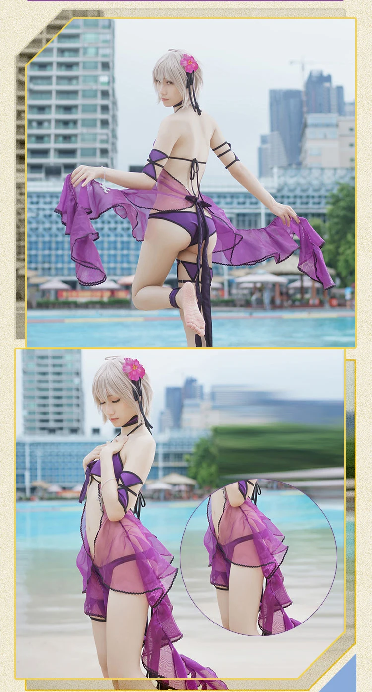 Косплей Легенда игра FGO Fate Grand Order Alter Косплей Костюм Жанна д 'Арк купальники бикини фиолетовый костюм