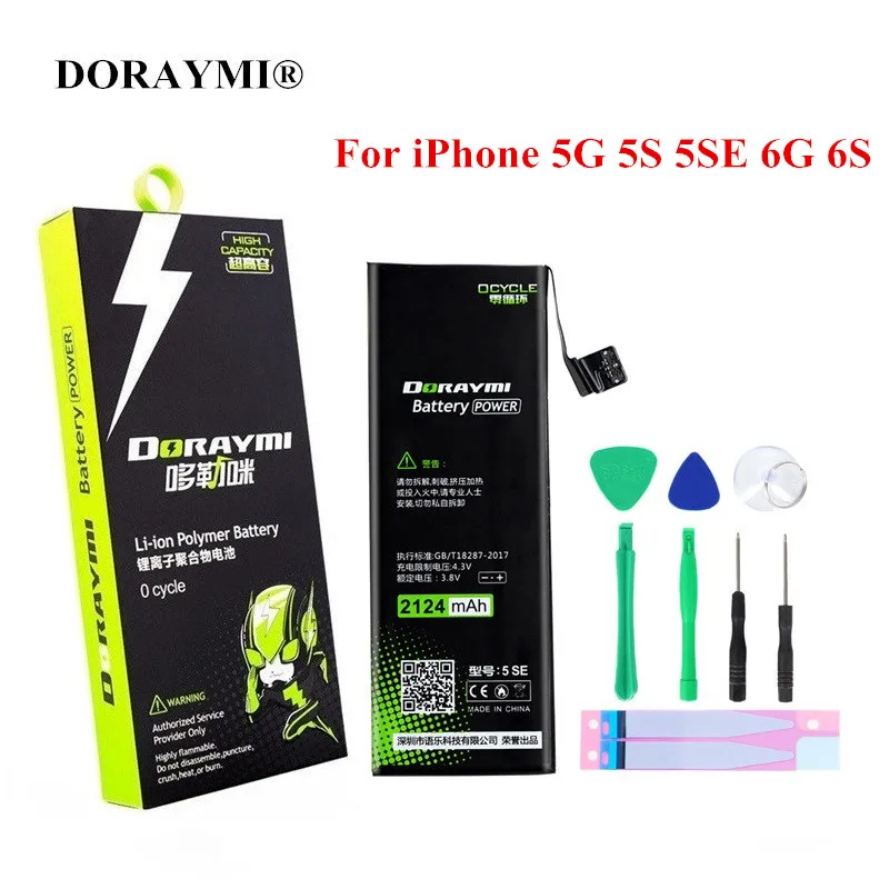 DORAYMI Battery for Apple iPhone 5 5G 5S SE 5SE 6 6G 6S Mobile Phone Replacement Batteries Li-ion Polymer Bateria Free Tools DORAYMI Battery for Apple iPhone 5 5G 5S SE 5SE 6 6G 6S Mobile Phone Replacement Batteries Li-ion Polymer Bateria Free Tools