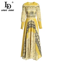 LD LINDA DELLA New 2021 Summer Fashion Runway Dress abito da vacanza stampato Casual a maniche lunghe da donna abiti