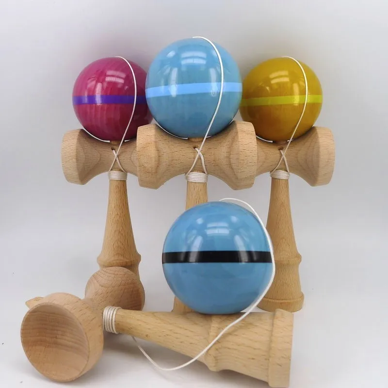 Vivewood, прозрачный глянцевый PU Kendama с 1 полоса, изготовлена из бука, 18 см Kendama с глянцевым PU Краски, видимый ясно древесины